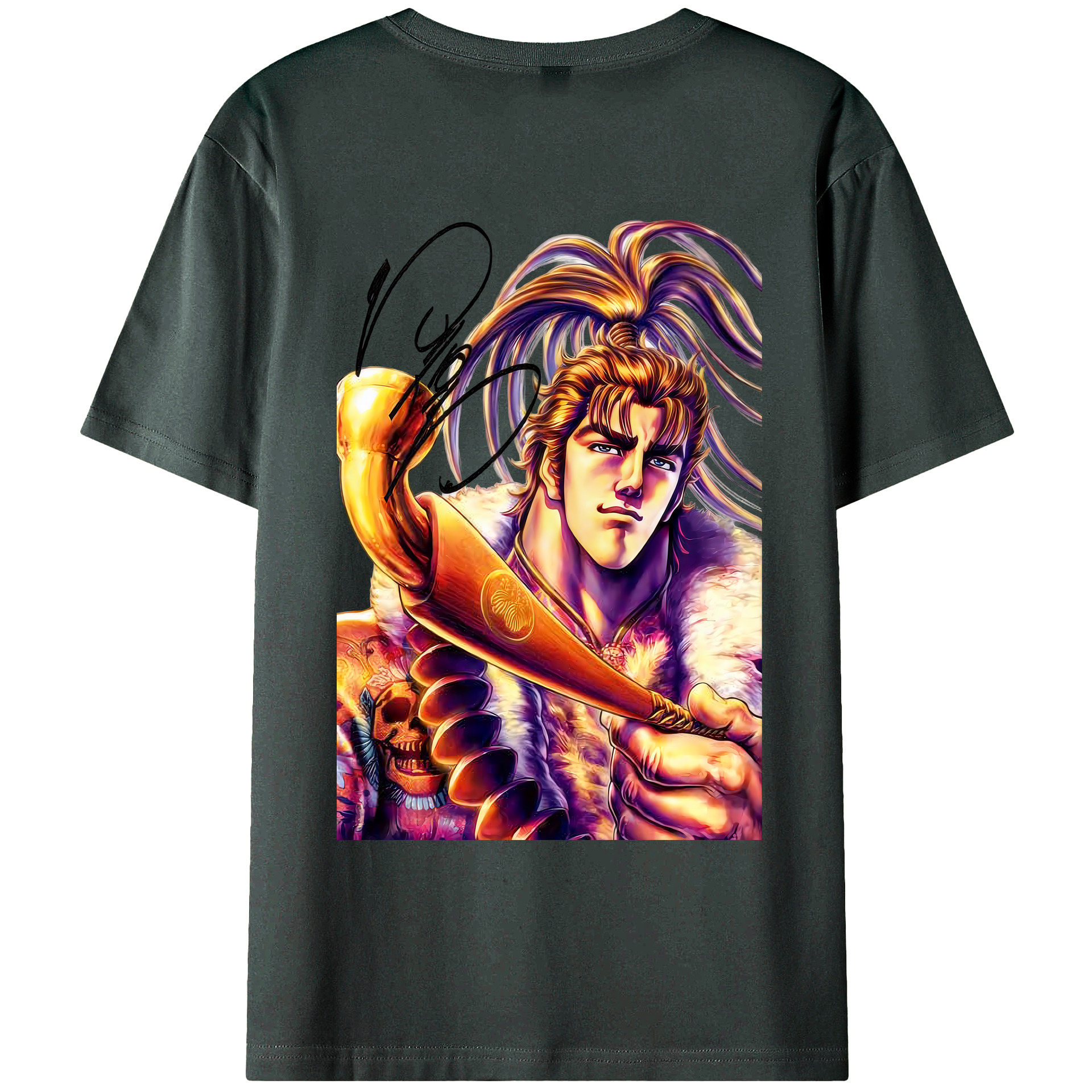 （画像用） 北斗の拳 Fist of the North Star 綿100％ メンズ半袖Tシャツ（バックプリント） 通気性